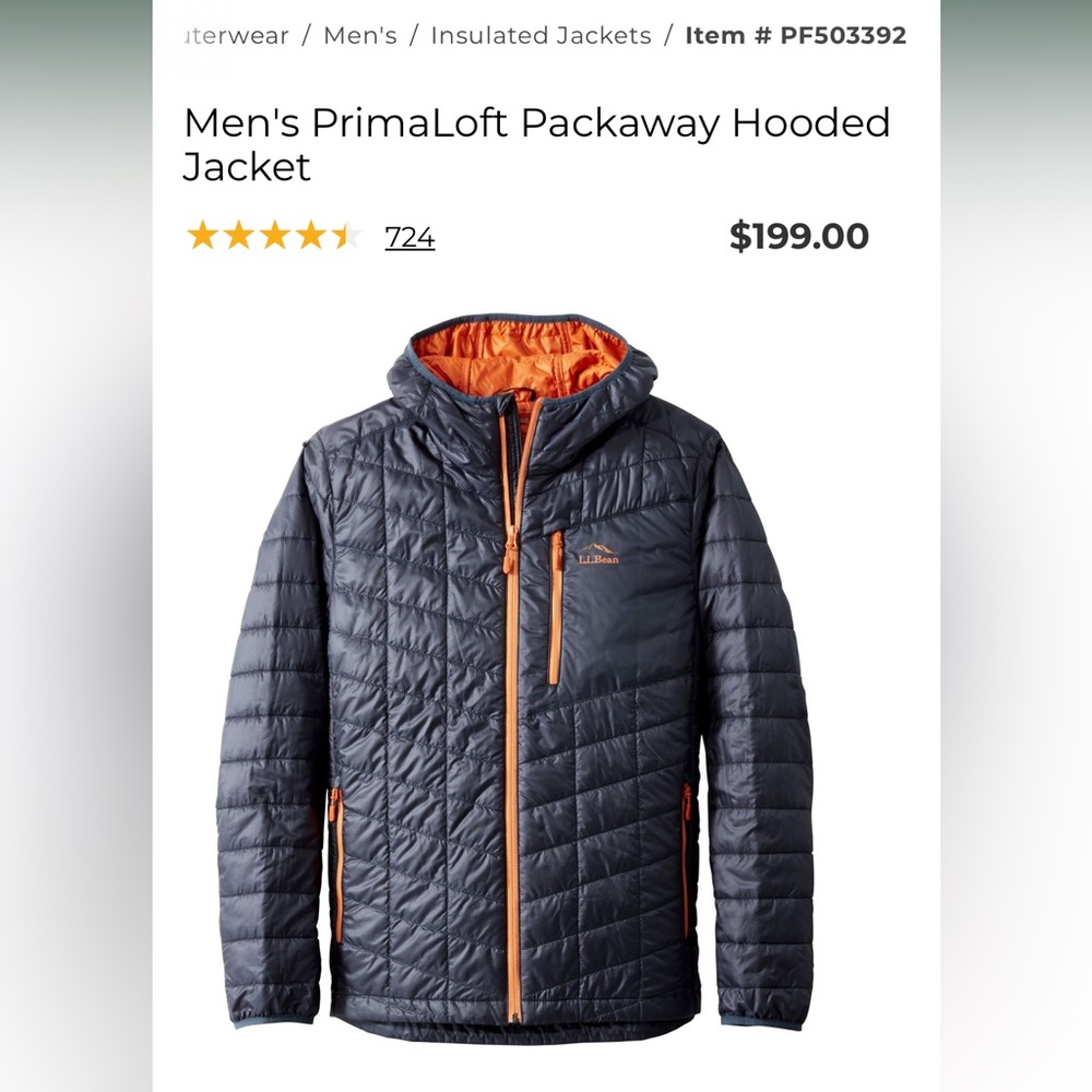 Excellent Condition LL Bean Primaloft Packable Jacket